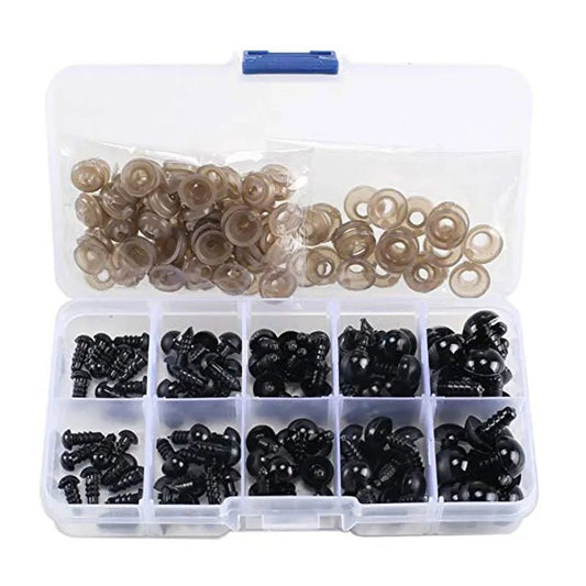 Yeux de sécurité artisanaux en plastique noir, 100 pièces, 6 - 12mm, pour ours, peluche, poupée animale, Amigurumi, accessoires de bricolage - Laviizi