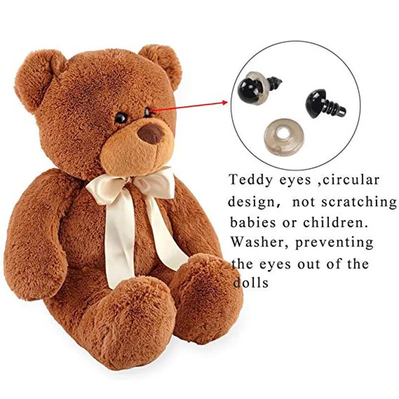 Yeux de sécurité artisanaux en plastique noir, 100 pièces, 6 - 12mm, pour ours, peluche, poupée animale, Amigurumi, accessoires de bricolage - Laviizi