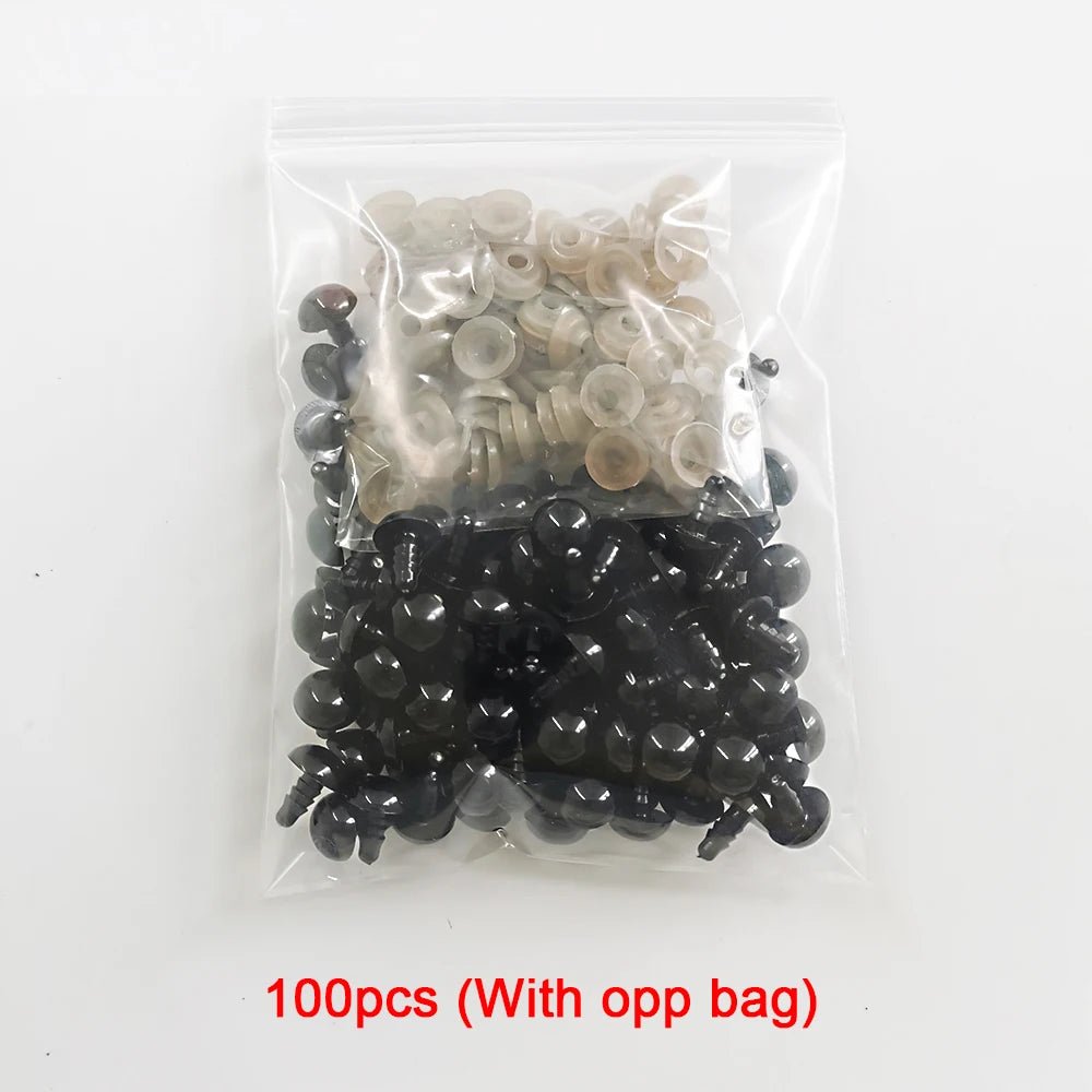 Yeux de sécurité artisanaux en plastique noir, 100 pièces, 6 - 12mm, pour ours, peluche, poupée animale, Amigurumi, accessoires de bricolage - Laviizi