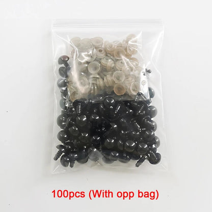 Yeux de sécurité artisanaux en plastique noir, 100 pièces, 6 - 12mm, pour ours, peluche, poupée animale, Amigurumi, accessoires de bricolage - Laviizi